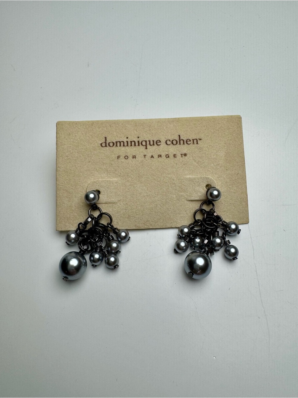 NWT Dominique Cohen for Target Dark Grey Pearl Cluster Drop Earrings. Whimsygoth